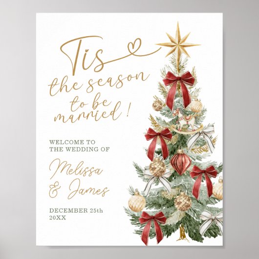 Poster Red Tis the Season to be Married Wedding Welcome (Devant)