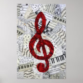 Poster Red Treble Clef (Devant)