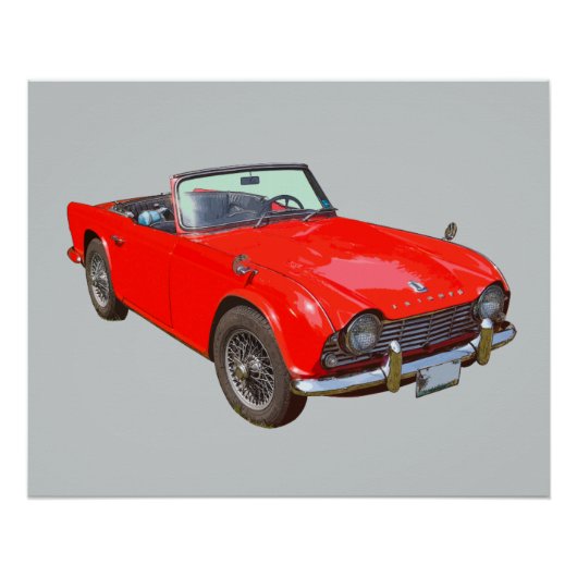 Poster Red Triumph Tr4 Convertible voiture de sport (Devant)