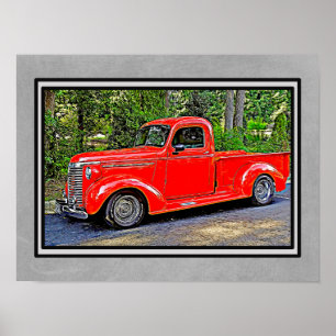 Poster Red Trucks Au Salon De Voiture - Art Print