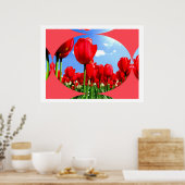 Poster Red Tulip Delft (Cuisine)