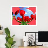 Poster Red Tulip Delft (Bureau à domicile)