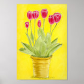 Poster Red tulips in a pot  (Devant)