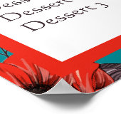 Poster Red Turquoise Floral Café Restaurant Menu (Coin)