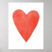 Poster Red Watercolor Heart Valentine's Day Art Imprimer (Devant)