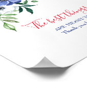 Poster Red White and Blue Floral Favor Table Sign (Coin)