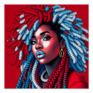 Poster Red white & blue melanin sista black girl magic