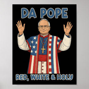Poster Red White Holy Da Pope De L'Amérique Chicago Pope 
