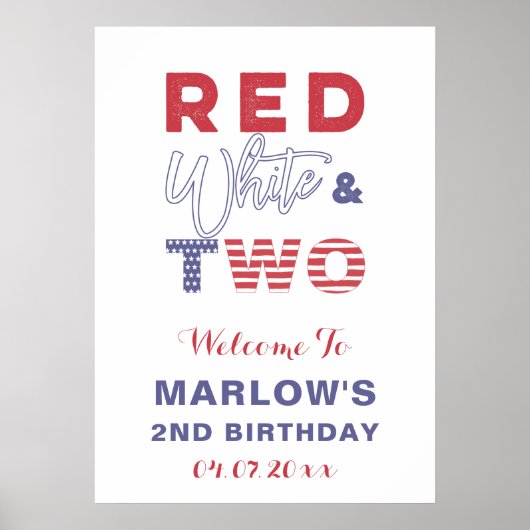 Poster Red White & TWO Unisex 2e fête d'anniversaire Bien (Devant)