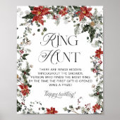 Poster Red Winter À feuillage persistant Ring Chasse Fête (Devant)