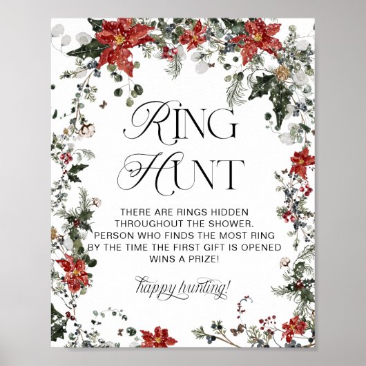 Poster Red Winter À feuillage persistant Ring Chasse Fête (Devant)