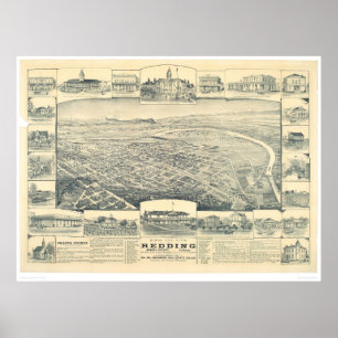 Poster Redding, CA. Carte panoramique (1393A)