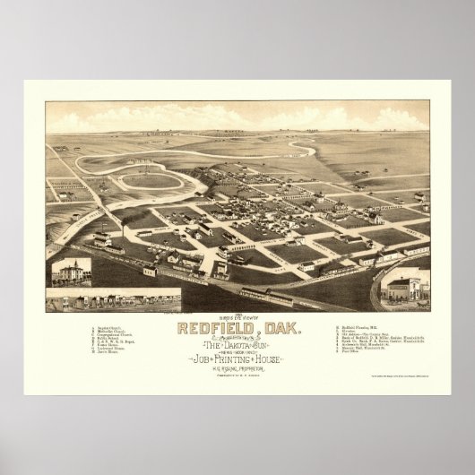 Poster Redfield, SD Carte panoramique - 1883 (Devant)