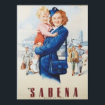 Poster Redhead Stewardess<br><div class="desc">It is a pretty picture. The blue uniform sets off the red hair.  Sabena is no longer in business. It was a Belgian airline.</div>