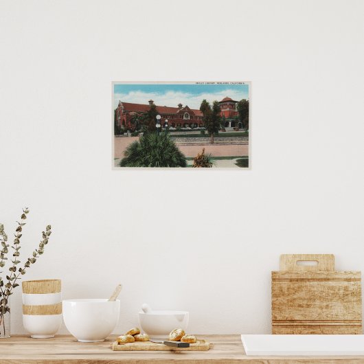 Poster Redlands, CA - Vue de la bibliothèque Smiley (Cuisine)