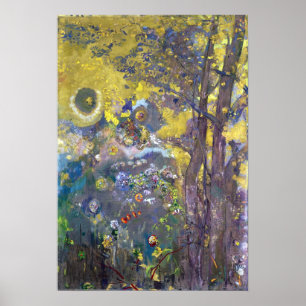 Poster Redon - Arbres sur fond jaune