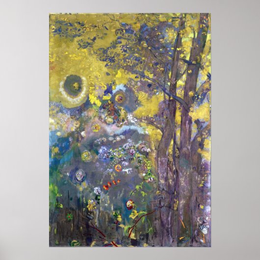 Poster Redon - Arbres sur fond jaune (Devant)