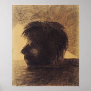 Poster Redon - Tête d'Orphée sur l'eau ou La Mystique