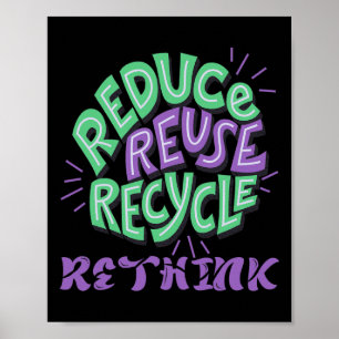 Poster Réduire la réutilisation Recycler Repenser Fun Rec