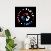 Poster Réduire, réutiliser, recycler l'affiche (RWB) (Bureau à domicile)
