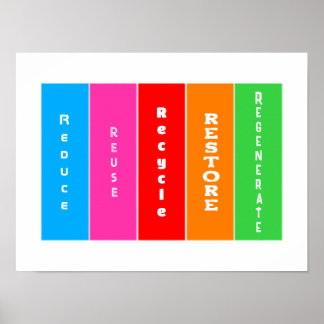 Poster "Réduire, réutiliser, recycler, restaurer, régénér