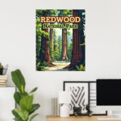 Poster Redwood National Park California Tree Retro (Bureau à domicile)