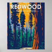 Poster Redwood National Park Californie Vintage (Devant)