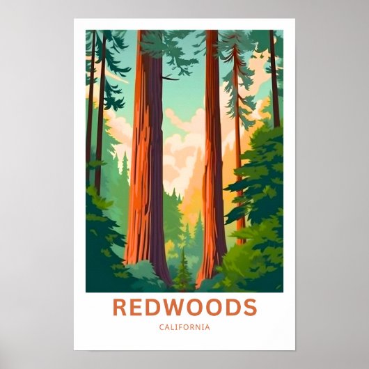 Poster Redwoods California Travel Print (Devant)