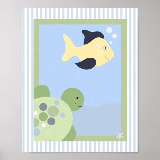 Poster REEF TURTLE FISH 8x10 BABY NURSERY ROOM IMPRIMER (Devant)