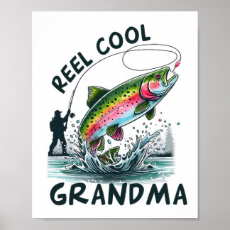 Poster Reel Cool Grand-mère Anniversaire Fête de Pêche Co