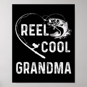 Poster Reel Cool Grand-mère Retro Pêcheur Adulte Pour Les