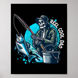 Poster Reel Cool Papa Drôle Skeleton Pêche Papa Père