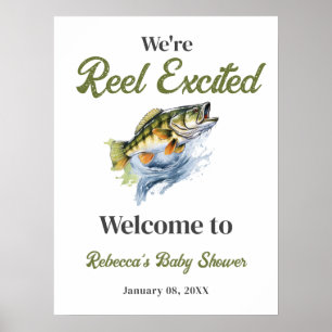 Poster Reel Excité Poisson Baby shower Accueil
