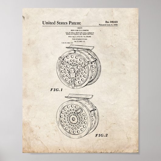 Poster Reel pour la pêche à la mouche - Ancien look (Devant)