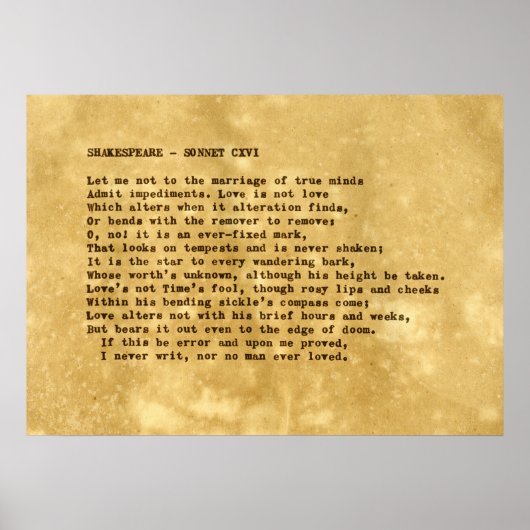 Poster Réelle Machine à écrire Shakespeare Sonnet 116 (CX (Devant)