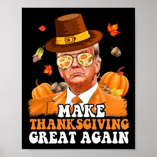 Poster Refaire Thanksgiving Great Again Automne Feuilles (Devant)