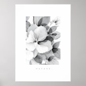Poster Refined Black White Overlapping Leaves & Flowers (Devant)