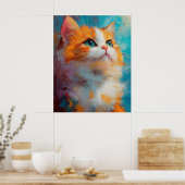 Poster Refined Persian Kitten — Soft Pastel Illustration (Cuisine)