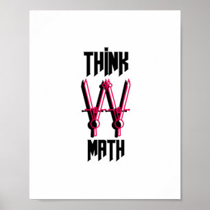 Poster Réfléchissez avec le rouge mathématique