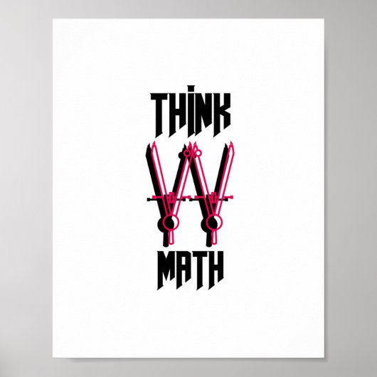 Poster Réfléchissez avec le rouge mathématique (Devant)