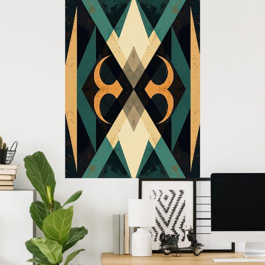 Poster Reflective Diamond Crescent Abstract Modern Art (Bureau à domicile)
