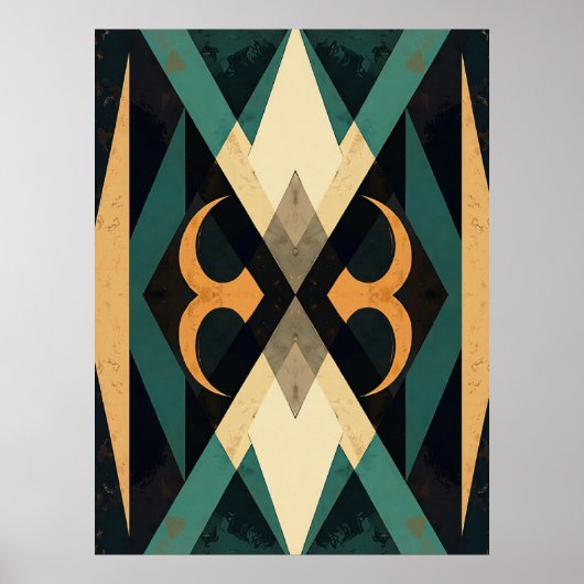 Poster Reflective Diamond Crescent Abstract Modern Art (Devant)