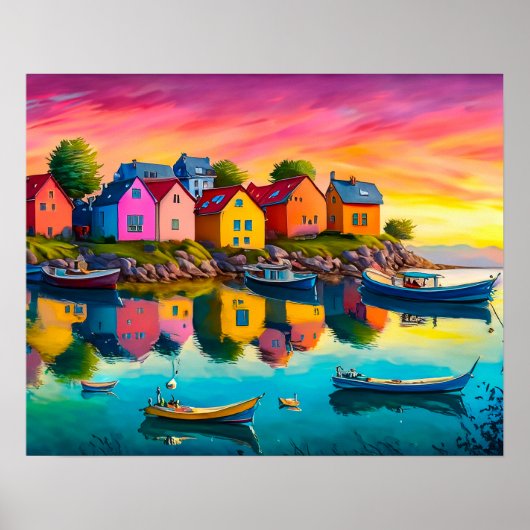 Poster Reflet coloré des maisons (Devant)