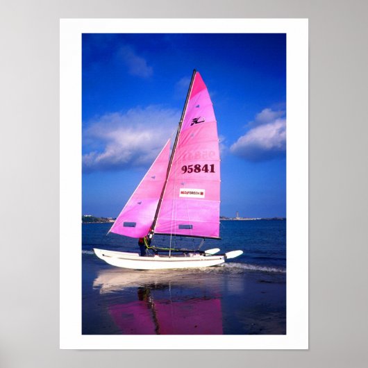 Poster Reflet de bateau Hobie rose (Devant)