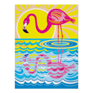 Poster Reflet de flamant rose