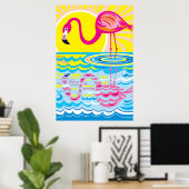 Poster Reflet de flamant rose (Bureau à domicile)