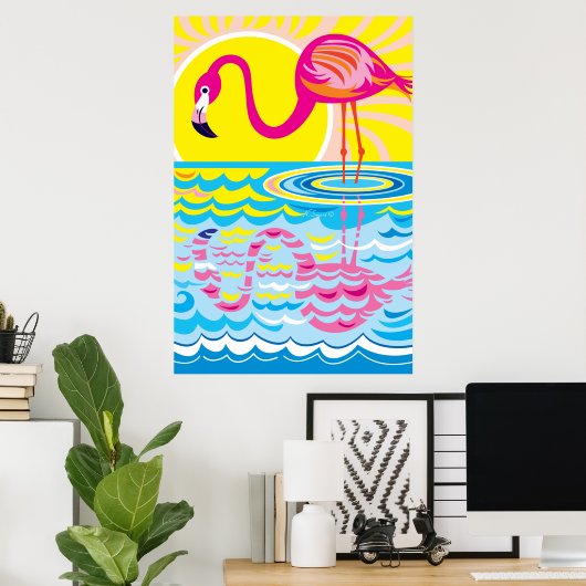 Poster Reflet de flamant rose (Bureau à domicile)