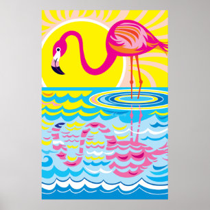 Poster Reflet de flamant rose