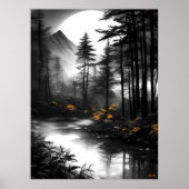 Poster Reflet de forêt au clair de lune – Sérénité monoch (Devant)