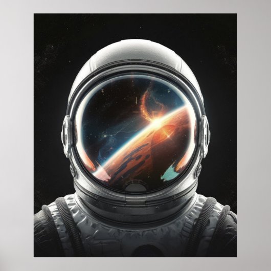 Poster Reflet de la casque d'astronaute de l'Univers (Devant)
